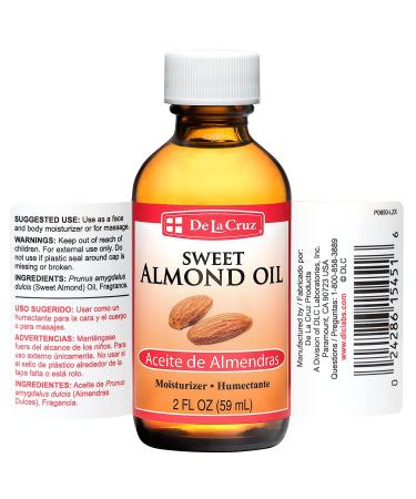 De La Cruz Sweet Almond Oil 2 fl oz - Natural Moisturizer & Skincare Benefits - Buy Online on GoSupps.com