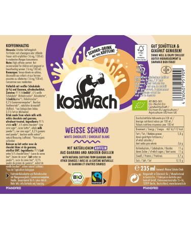 Koawach Organic Fairtrade Chocolate Drink - Caffeine Cocoa Energy Drink in Various Flavors (12 x 235ml) - Buy Online on GoSupps.com