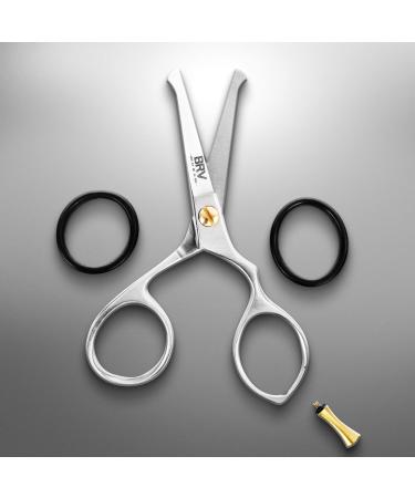 BRV MEN German Steel Rounded-Tip Scissors 10.6cm - Professional Grooming Scissors for Beard, Moustache, Nose, and Ear Hair Trimming - 100% Stainless Steel (Silver) - Buy Online on GoSupps.com