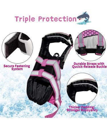AIITLE Shark Dog Life Vest for XL Dogs - Pink - High Buoyancy Dog Flotation Vest for Water Sports - Buy Online on GoSupps.com