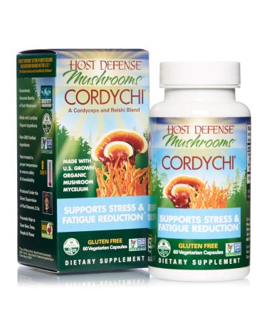 Fungi Perfecti Host Defense Mushrooms Cordychi Supports Stress & Fatigue Reduction 60 Vegetarian Capsules