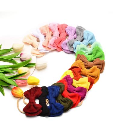 20 PCS Big Bows Nylon Headbands for Baby Girls | Hair Accessories for Newborns, Infants, Toddlers - Buy Online on GoSupps.com