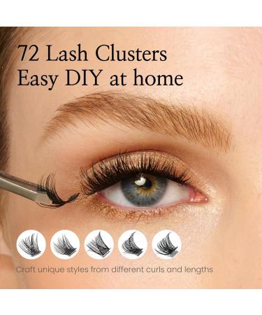 Cashmeren Silk Cluster Lashes - DIY Individual Eyelash Extensions | Lightweight Natural Lashes for Everyday Use | 72 Ethereal Beauty Lash Clusters (D-8-16 MIX - Buy Online on GoSupps.com