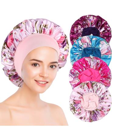 4PCS Large Satin Bonnets for Women - Silk Hair Bonnet for Sleeping | Extra Soft Elastic Band Sleeping Caps | Jumbo Bonnets for Curly & Braid Hair - Buy Online on GoSupps.com