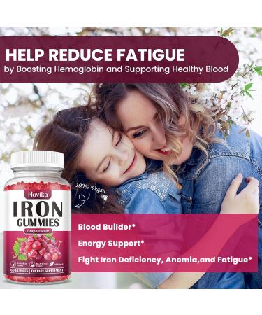 Iron Gummies Supplement for Women & Men, Iron Supplements for Anemia with Vitamin C, B12, Folate-Blood Builder & Energy Support for Iron Deficiency-Grape Flavor, Vegan, 60 Gummies Grape 60 Count (Pack of 1) - Buy Online on GoSupps.com