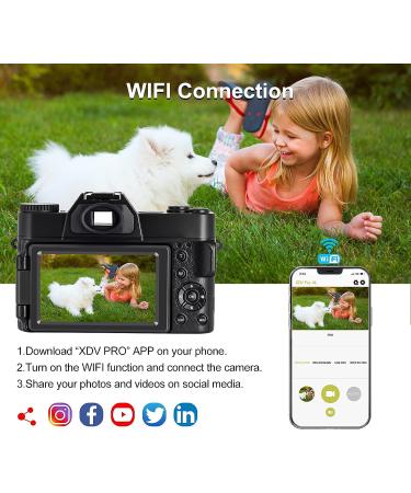 iSHARE 4K Digital Camera for Photography | 48MP FHD Video Camera with WiFi | 3 Flip Screen | 16X Digital Zoom | Vlogging Camera for YouTube | (32G Micro Card) Black - Buy Online on GoSupps.com