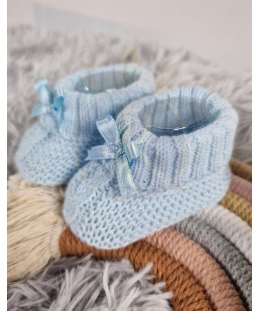 Royal Icon Newborn Baby Booties with Bow - Soft Knitted Unisex Bootees (0-3 Months) - Indoor/Outdoor Use - Blue RI354 - Buy Online on GoSupps.com