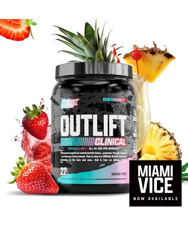 Nutrex Research Outlift Clinical Pre Workout Powder - Energy Performance & Pump - 8G Citrulline EAA Creatine - Pineapple Coconut Flavor - 22 Servings - Miami Vice - Buy Online on GoSupps.com