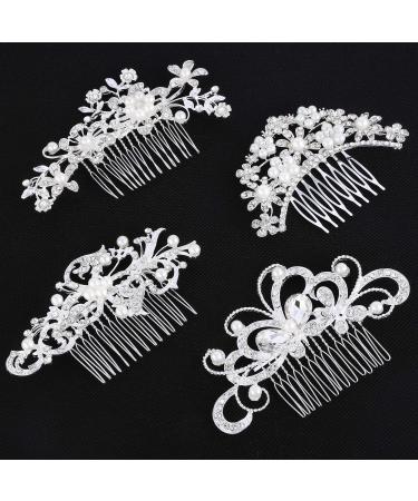 24-Piece Wedding Bridal Hair Combs and U-Shaped Pearl Hair Pins Set - Crystal, Pearl, and Rhinestone Hair Accessories for Brides and Bridesmaids - Buy Online on GoSupps.com