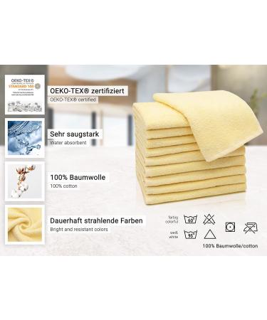Zollner 10 Set Guest Towels - Soft & Strong 30x50 cm Cotton - Yellow Washable Up to 60 C Hotel Quality with Hanger - Buy Online on GoSupps.com