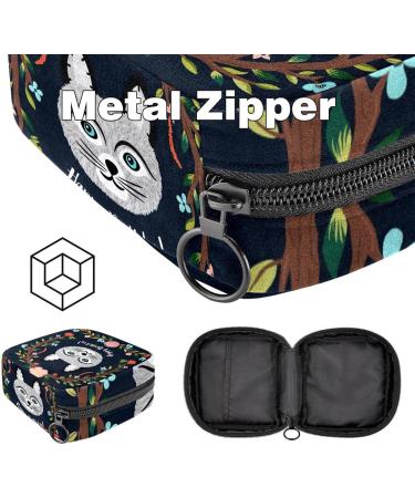 Menstruation Pad Bag with Zipper | Women's Napkin & Tampon Collector | Funny Cats & Floral Designs | Perfect for Girls - Buy Online on GoSupps.com