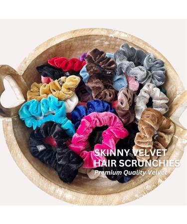 Basic Sense Velvet Skinny Scrunchie Durable Small Hair Ties Elastic Scrunchies Ponytail Holder Scrunchy for Women Girls Blue Assortment Blue & Green Assortment - Buy Online on GoSupps.com
