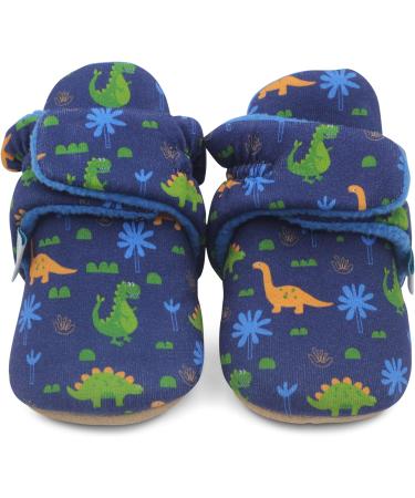 Dotty Fish Cotton Baby Booties | Suede Sole, Fleece Lining | Non-Slip Pram Shoes for Boys, Girls, Unisex | 12-18 Months Navy Blue Dinosaurs - Buy Online on GoSupps.com