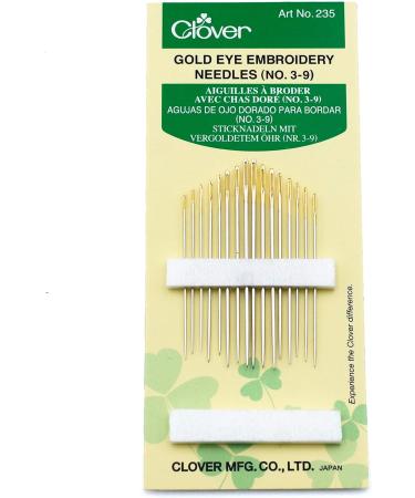 Clover Gold Eye Embroidery Needles Size 3-9 - 16 Pack | High-Quality Needles for Sewing and Embroidery - Buy Online on GoSupps.com