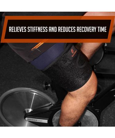 Thigh Brace Compression Sleeve - Support for Quadriceps Hamstrings & Sciatica Pain | Breathable Neoprene Non-Slip One Size (Up to 27") - Ideal for Workouts & Sports Recovery - Buy Online on GoSupps.com