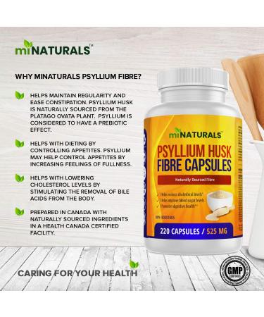 Psyllium Husk Fiber Capsules Supplement Natural Supports Digestive Health Eases Constipation 220 Capsules by miNATURALS - Buy Online on GoSupps.com