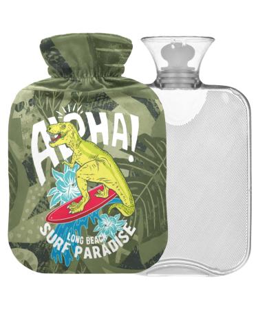 Naanle palm leaf dinosaurs heat bottle with cover transparent bag hot water bottle 1l warm steadel for bed handfoot heat pain relief heat and cold therapy