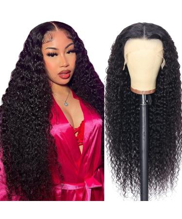13x6 Deep Wave Lace Front Wigs Human Hair Glueless Wigs Human Hair Pre Plucked 26 Inch Deep Wave Wigs for Black Women Human Hair 180% Density Curly Lace Front Wigs Human Hair Natural Black Color 26 Inch Natural Black Col...