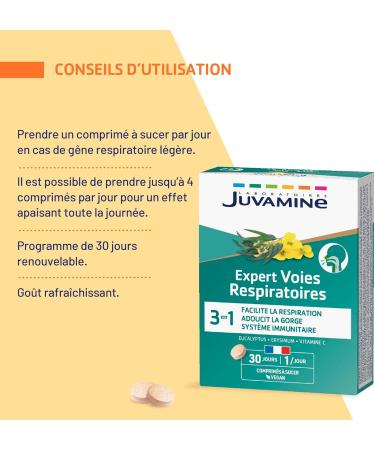 JUVAMINE - Expert Voies Respiratoires Facilite la respiration - Syst me immunitaire - Adoucit la gorge Eucalyptus - Erysimum - Vitamine C - 30 jours Fabriqu en France - Buy Online on GoSupps.com