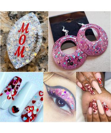 Iridescent Nail Glitter Sequins Set - Heart, Star, Butterfly Shapes - Pink Valentines - for Acrylic Nails, Resin, Crafts, Makeup - Buy Online on GoSupps.com