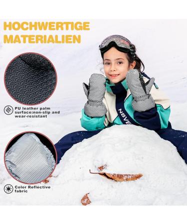 Thxtoms 2022 Kids Ski Gloves | Windproof Waterproof Fleece | Reflective & Warm | Perfect for Girls 4-13 | Black Stripes - Buy Online on GoSupps.com