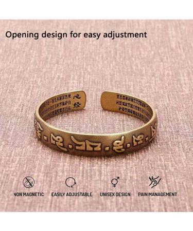 Hand Forged 100% Copper Tibetan Bracelet - Engraved Scriptures Adjustable Cuff Bangle | Perfect Gift for Men & Women - Buy Online on GoSupps.com