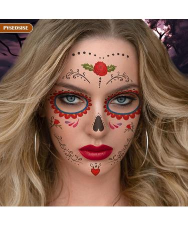 Day of The Dead Costume Accessories Day of the Dead Headpiece Veil Choker Necklace Halloween Face Temporary Tattoos Women - Buy Online on GoSupps.com