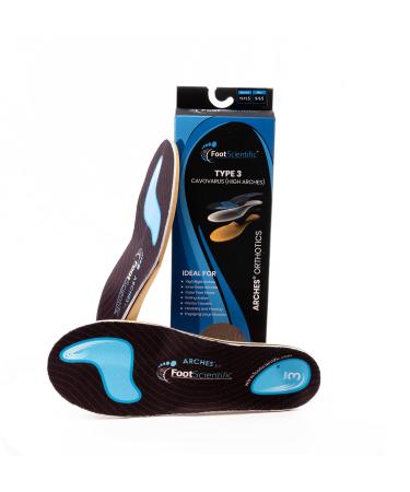 FootScientific  Arches Type 3 (High Arch) Orthotic Shoe Insoles  Men s Size 7-7.5 / Women s Size 9-9.5 M7-7.5/ W9-9.5