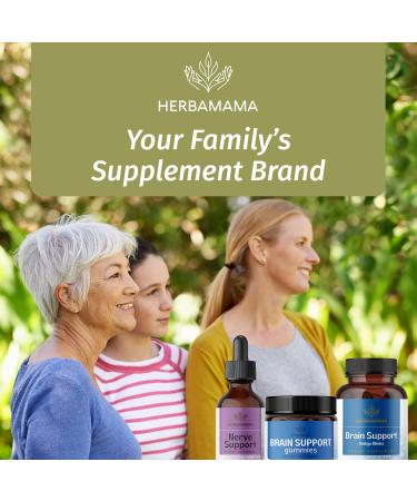 HERBAMAMA Brain Support Gummies Brain Focus Supplements for Adults with Ashwagandha Bacopa Monnieri Vitamin C & B12 Vegan Non-GMO Calming Gummies 60 Pectin-Based Blueberry-Flavored Chews - Buy Online on GoSupps.com