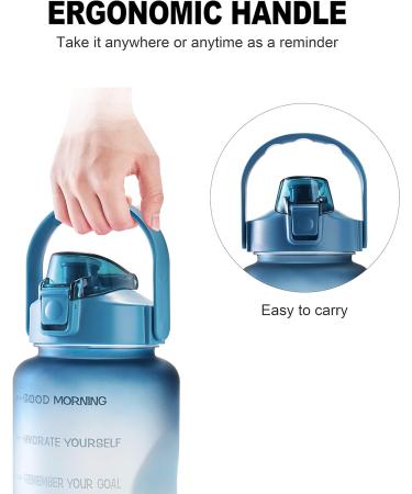 EYQ 64oz Leakproof Water Bottle with Time Marker | BPA Free for Fitness and Outdoor Sports - Navy/Green Gradient - Buy Online on GoSupps.com