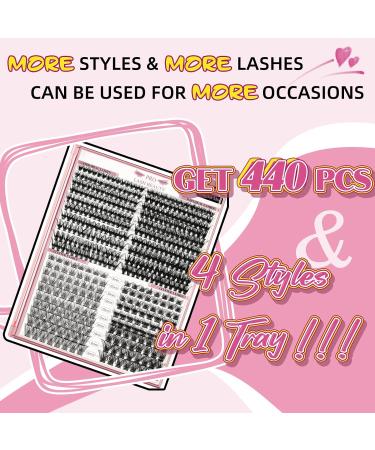 PRO 440 Pcs Cluster Lashes 4 Styles Lash Clusters DIY Eyelash Extension 30D 40D Individual Lashes Thin Band Easy to Apply at home Lashes(4 Styles 8-16mix) 8-16 mix 4 Styles (440 Pcs) - Buy Online on GoSupps.com