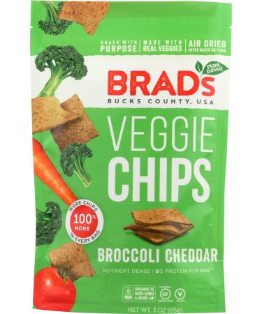 Brads Raw, Veggie Chips Broccoli Cheddar Organic, 3 Ounce