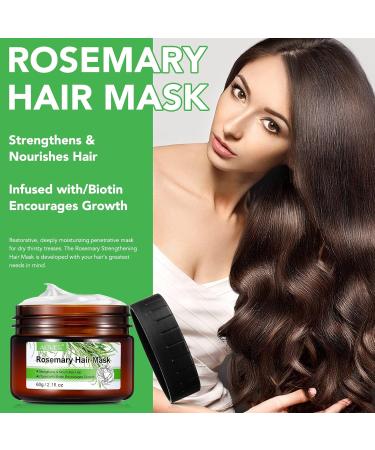 Rosemary Hair Mask Hair Mask Hair Mask For Dry and Damaged Hair Deep Repair Hair Mask Stimulates Hair Growth 60g - Buy Online on GoSupps.com