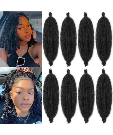 Xtrend 8 Packs 8 Inch Soft Springy Afro Twist Hair Pre-Separated Spring Twist Hair for Faux Locs Natural Black Marley Twist Crochet Braiding Hair Synthetic Hair Extensions for Black Women 1B# 8 Inch (Pack of 8) 1B#