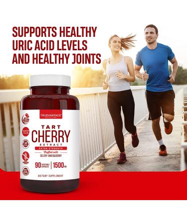 Tart Cherry Extract 1500mg with Celery Seed & Bilberry - Anti-Inflammatory Antioxidant Supplement for Uric Acid Support, Muscle Recovery & Joint Pain - 90 Veggie Capsules - Buy Online on GoSupps.com
