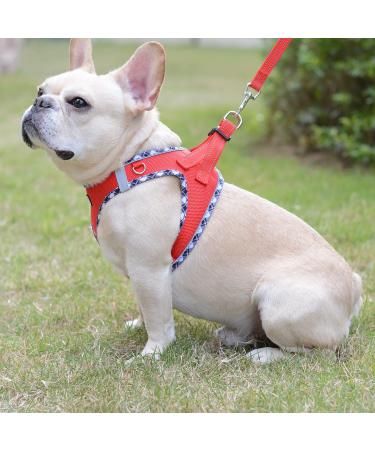 Doramio Dog Harness for Small Dogs | Reflective Breathable & Safe | Includes Leash | Perfect for Cats | Size L - Red - Buy Online on GoSupps.com