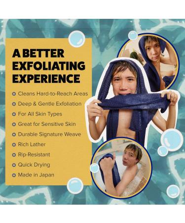 GOSHI Peeling Bath Towel - Tear-Resistant Washcloth for All Skin Types - Indigo Blue - Made in Japan | Shop Internationally - Buy Online on GoSupps.com
