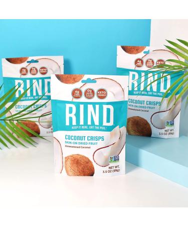 RIND Snacks Unsweetened Coconut Crisps - Keto Friendly Paleo Fruit Chips 3.5oz Pack of 3 - Buy Online on GoSupps.com