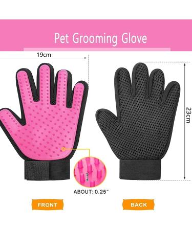  Upgrade Pet Dog Cat Grooming Glove Gentle Deshedding Brush Glove Efficient Pet Hair Remover Mitt Massage Tool with Enhanced Five Finger Design for Dogs Cats Rabbits Horses with Long/Short Fur 1 Pair Pink 1 Pair  - Buy Online on GoSupps.com