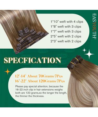 Easyouth Balayage Clip-In Extensions | Remy Human Hair | Dark Brown Ash Brown & Blonde | 12 inch 70g | 7 Pieces - Buy Online on GoSupps.com