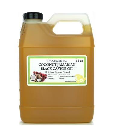 Dr Adorable - 32 oz - Coconut Jamaican Black Castor Oil - Pure Natural Organic Strengthen Grow & Restore Hair Care