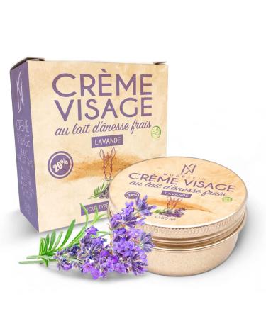 Nude Skin® - Face Cream 20% Fresh and Organic Donkey Milk 50 ml | Fine Lavender Essential Oil | Day and Night Moisturizing Care for Sensitive Skin | | Velvety and Creamy | Made in France