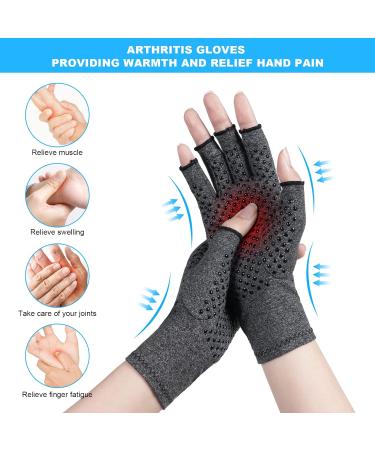 ACWOO Arthritis Compression Gloves - Pain Relief & Support for Hands and Finger Joints - Anti-Slip Fingerless Design - Men and Women (Grey-M) - Buy Online on GoSupps.com