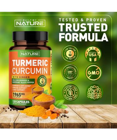 Turmeric Curcumin with BioPerine, Ginger & Antioxidant Support - 1965mg, 95% Standardized Curcuminoids - Advanced Absorption - 120 Capsules - Buy Online on GoSupps.com