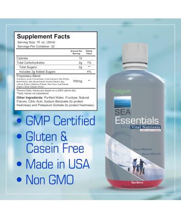 Sea Essentials Coral Calcium Liquid Vitamin 32 oz (6 Pack) - High Absorption Multivitamin Supplement with Sea Berry Flavor - Buy Online on GoSupps.com