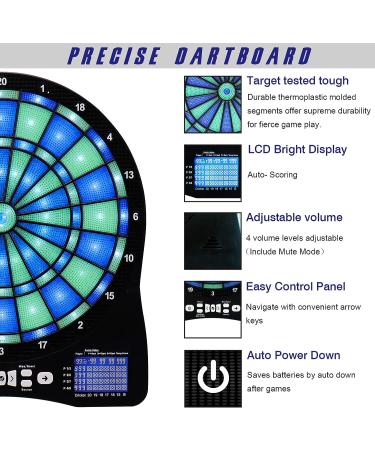 Turnart 13-Inch Electronic Dart Board with Illuminated Segments | Electric Dartboard for Adults | Professional Grade with Scoring | BLUE - Buy Online on GoSupps.com