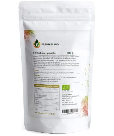 Buy Herbal Land Bio Turmeric Powder 100% Pure Curcumin - 500g & 1000g Perfect for Golden Milk Curcuma Latte & Turmeric Tea - International Shipping - Buy Online on GoSupps.com