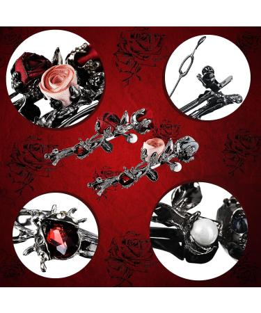 Crystal Vintage Flower Hair Clip Set - Rhinestone Pearl Hair Jewelry for Women, Wedding Hair Accessories - Red and Pink Flower Barrettes - Buy Online on GoSupps.com