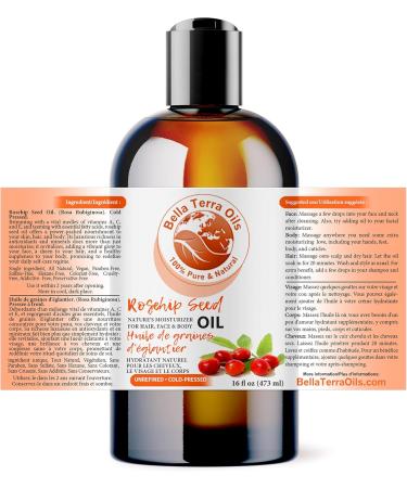 Rosehip Seed Oil. 473ml. 100% Pure. Cold-pressed. Unrefined. Chemical-free. Rich in Vitamin C. Great for Mature Skin. Natural Moisturizer for Hair Skin. 473 ml (Pack of 1) - Buy Online on GoSupps.com