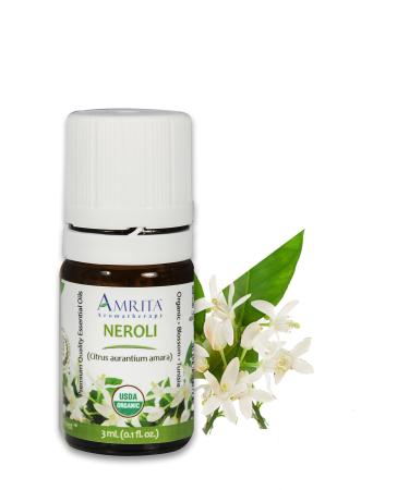 Organic Neroli Essential Oil 100% Pure Undiluted Citrus aurantium Amara Therapeutic Grade Premium Quality Aromatherapy Oil Tested & Verified 3ML 0.1 Fl Oz (Pack of 1)